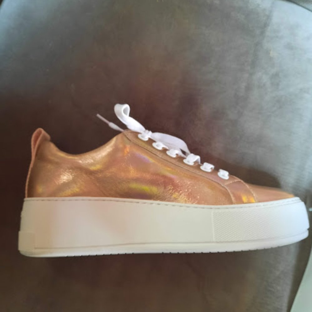 J/Slides Rose Gold Metallic Platform Sneakers Sz 8 - image 5